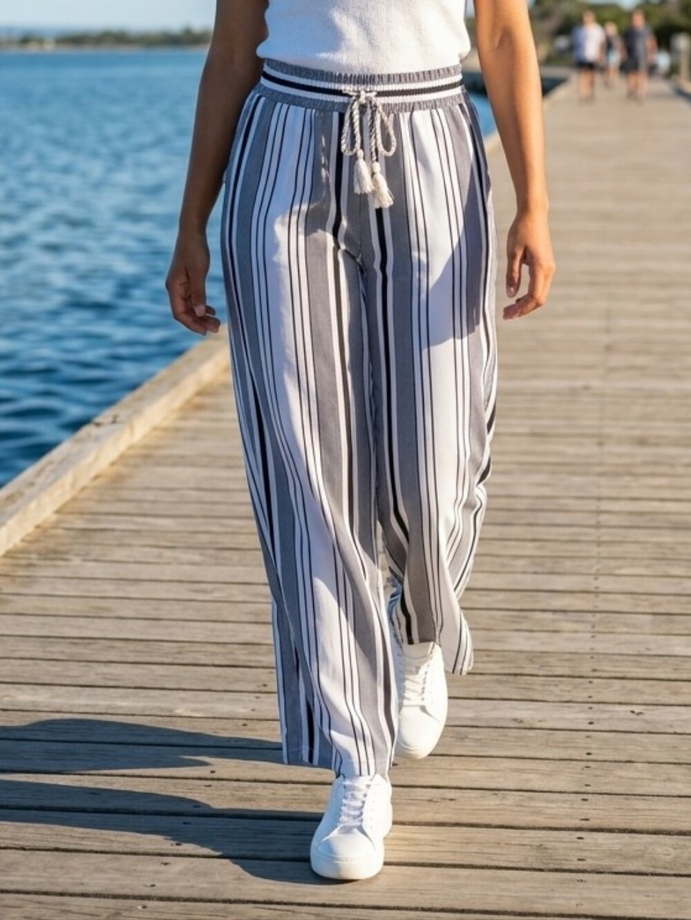 ​Breezy Boho Striped Wide-Leg Pants | Silky Feel Summer Trousers
